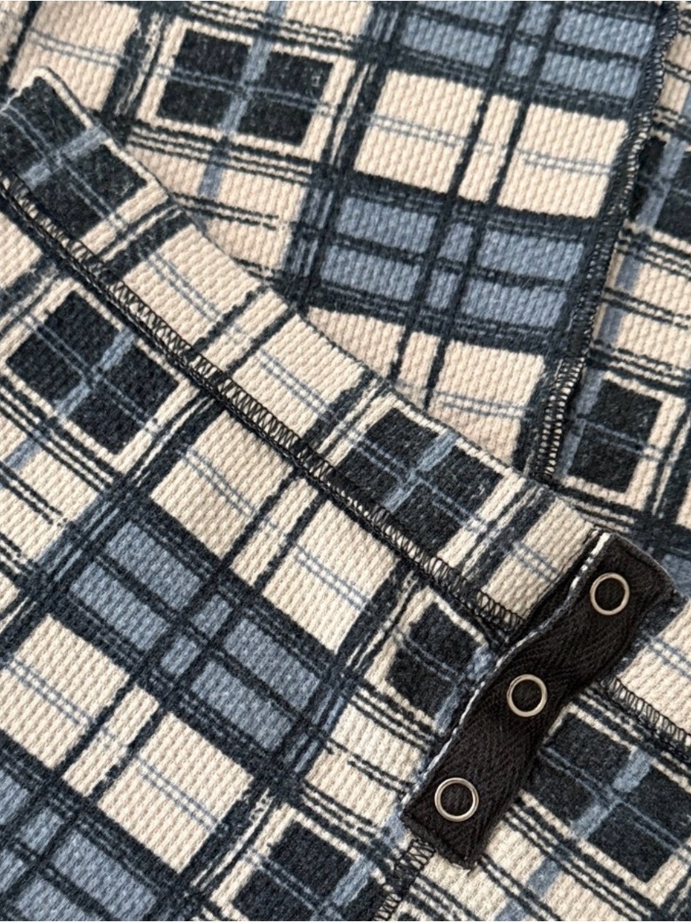 Free People Blue and White Plaid Thermal Pajama Set - Picture 2 of 4